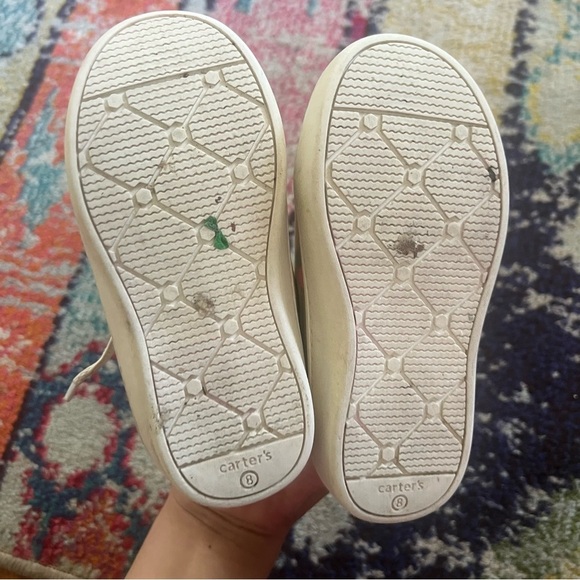 Carter’s Girls Sneakers Gold East Metallic Polka Dots Lace Up Slip On Shoes 8 - Picture 6 of 6